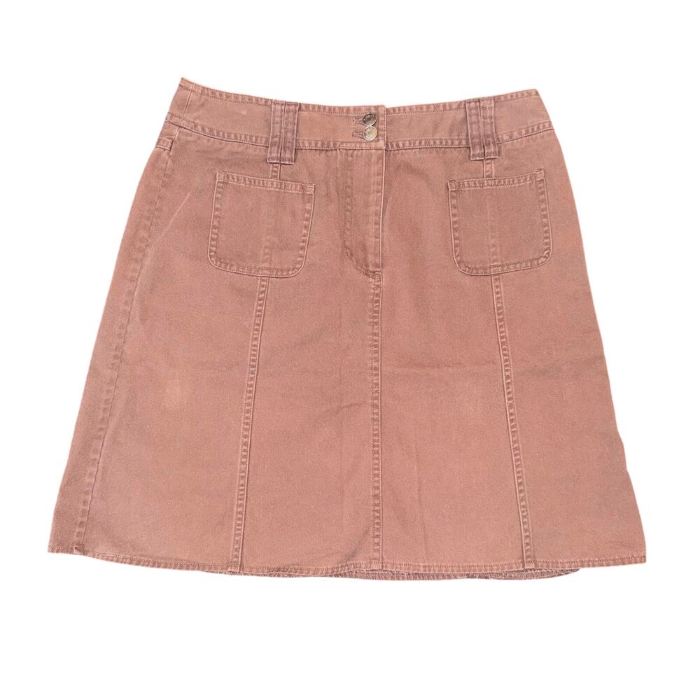 Harold's Brown Cotton Denim Mini Skirt High Waisted Patch Pocket Utility Skirt 8